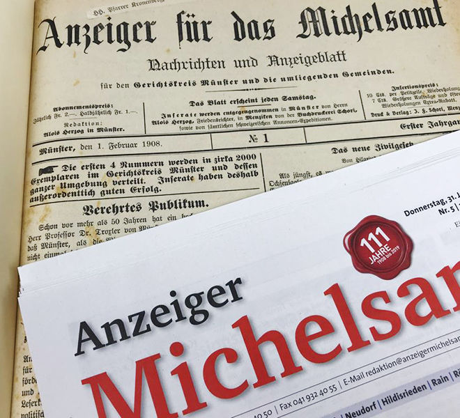 111 Jahre Anzeiger Michelsamt, Wallimann Druck und Verlag AG, Fondueplausch,, KW04, Zeitung, Lokalzeitung, Regionalzeitung, Fläcke, Stiftstheater, Landessender, 531, Vereine, Clubs, Turnverein, Guuggenmusig, Michelsamt, 5 Sterne Region, Musikgesellschaft, Harmonie, Redaktion, Feldmusik, Rickenbach, Neudorf, Gunzwil, Schwarzenbach, Hildisrieden, Pfeffikon, Rain, Römerswil, Herlisberg, Eich, Bäch, Chommle, Druckerei, Verlag, Wallimann, Landzeitungen, Luzerner Landzeitungen, Sport, Politik, News, Lokalpolitik, Pilates, Bewegung, STV Beromünster, Nachtwächter, Stift, Chorherrenstift, Dolderhaus, Flecken, Münster, Samariterverein, Pfarrkirche, Blosenberg, Gormund, Kapelle Gormund, Mooskapelle, St. Stephan, Gewerbe Möischter, Gewerbe Beromünster, Möischter