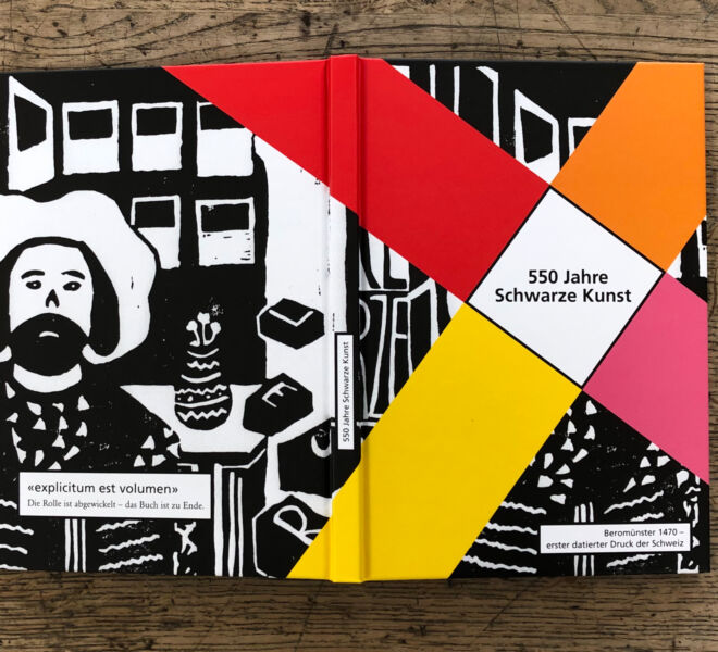 Buch 550 Jahre Schwarze Kunst, produziert von Wallimann Druck und Verlag AG.