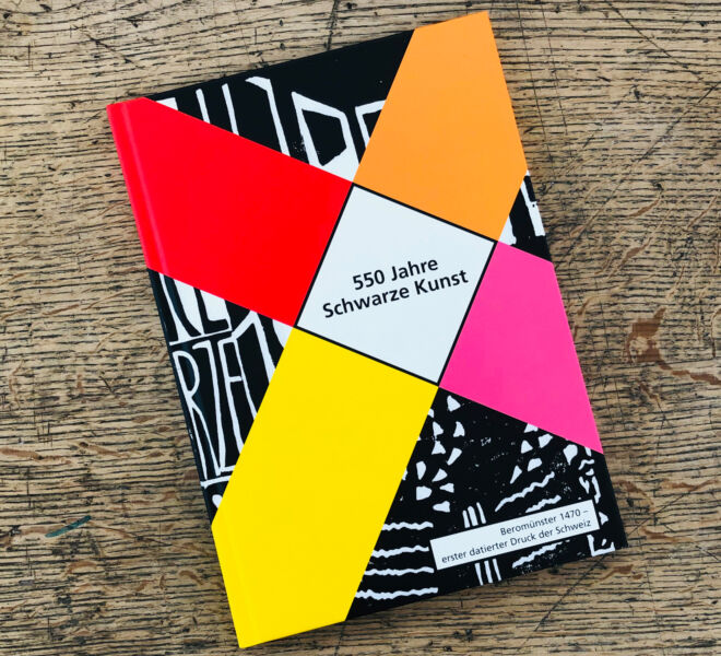 Buch 550 Jahre Schwarze Kunst, produziert von Wallimann Druck und Verlag AG.