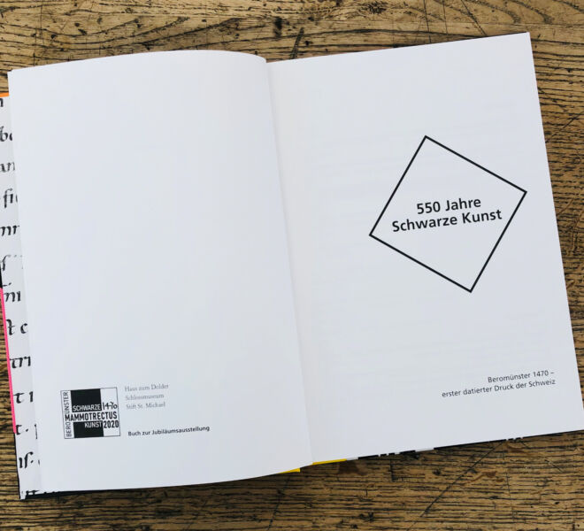 Buch 550 Jahre Schwarze Kunst, produziert von Wallimann Druck und Verlag AG.