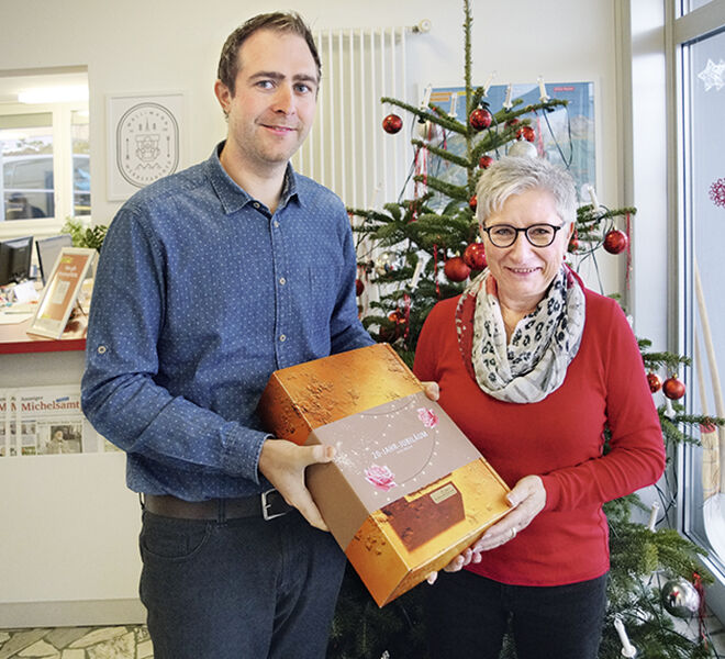 Ruth Müller, Administration feiert ihr 20 Jahre Jubiläum bei der Firma Wallimann Druck und Verlag AG.