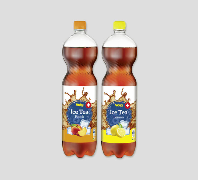 Relaunch, Volg, Ice Tea, Peach, Lemon, Redesign